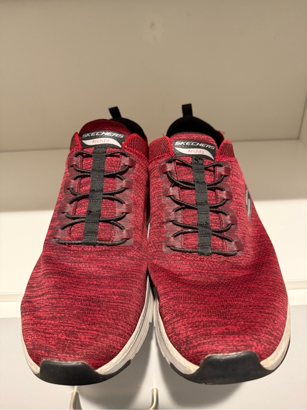 Skechers Men’s Red & Black Arch Fit Knit Slip-On Sneakers